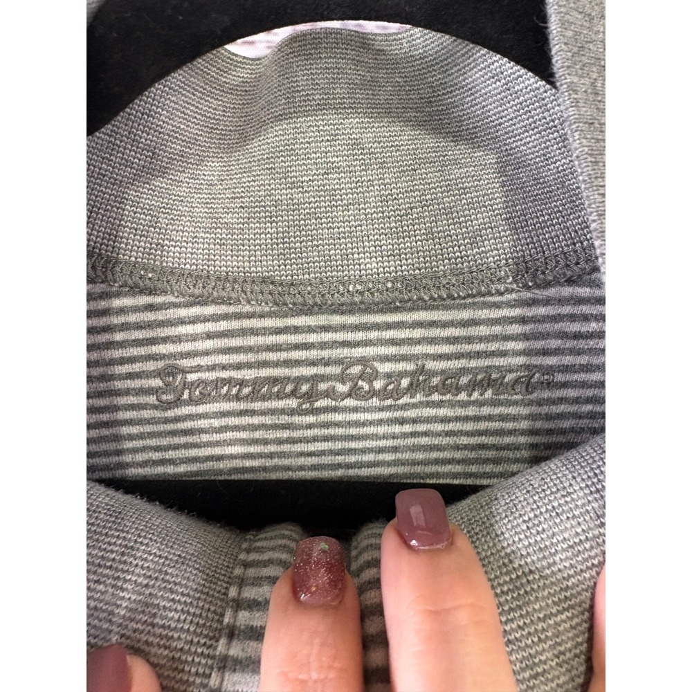 Tommy Bahama Mens 2XL Reversible Quarter Zip Pullover Gray Striped Sweater - Picture 10 of 13